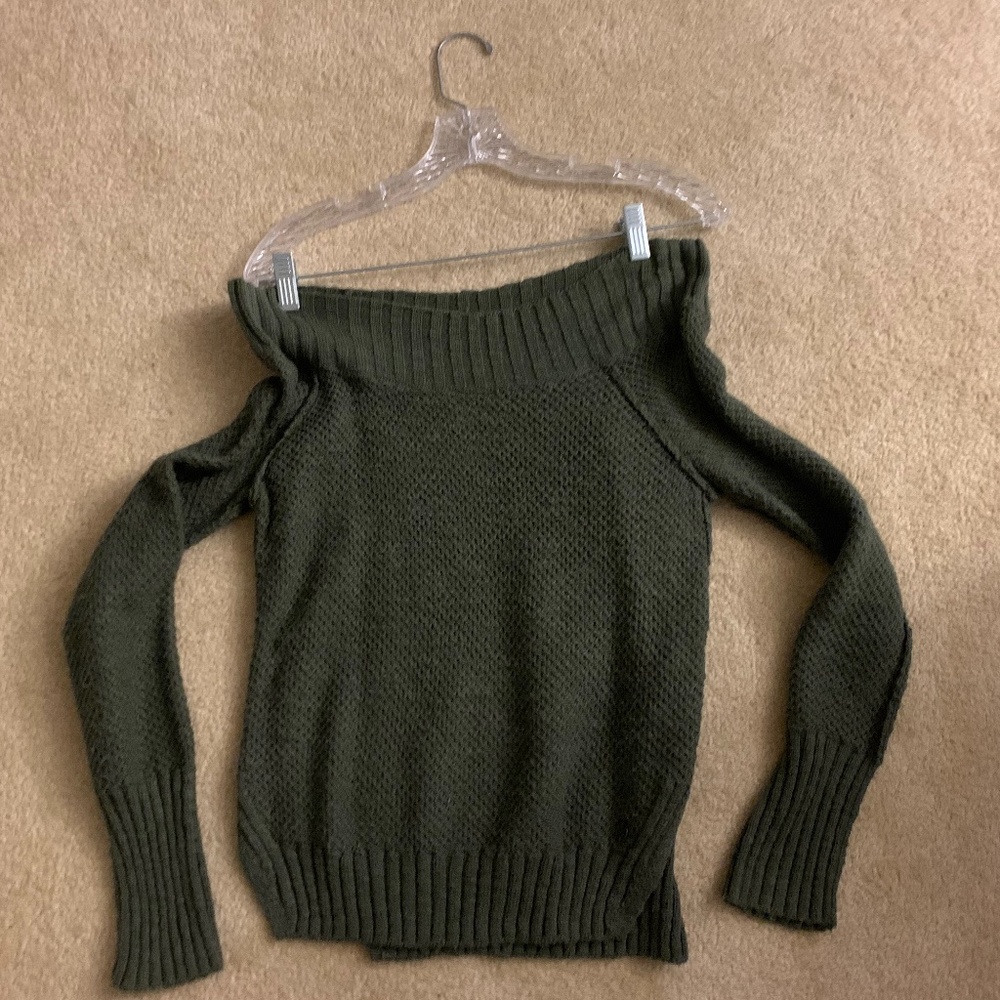 Off-the-Shoulder Green Sweater
